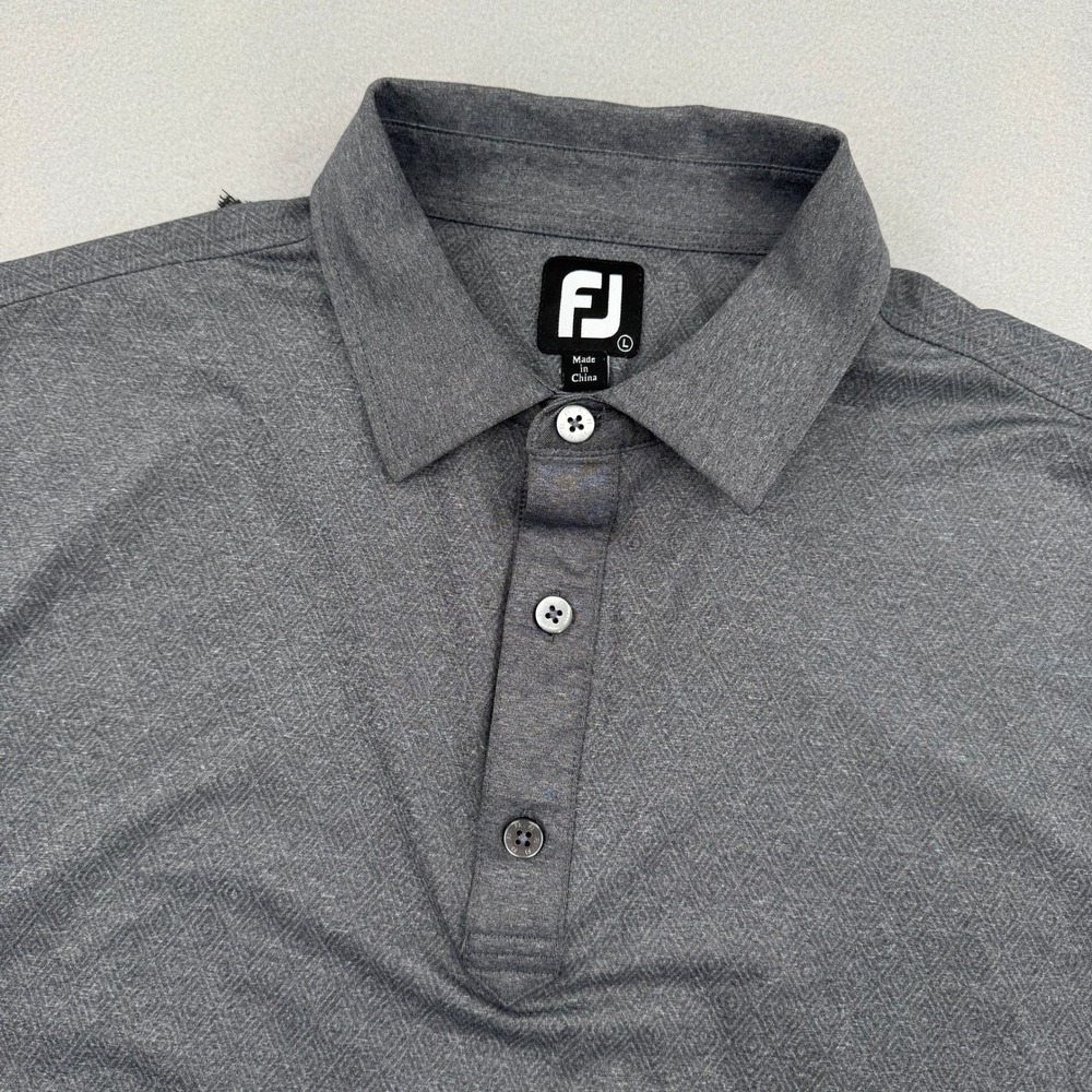 FootJoy Mens Large Gray‎ Geometric Diamond Print Performance Golf Polo Shirt L